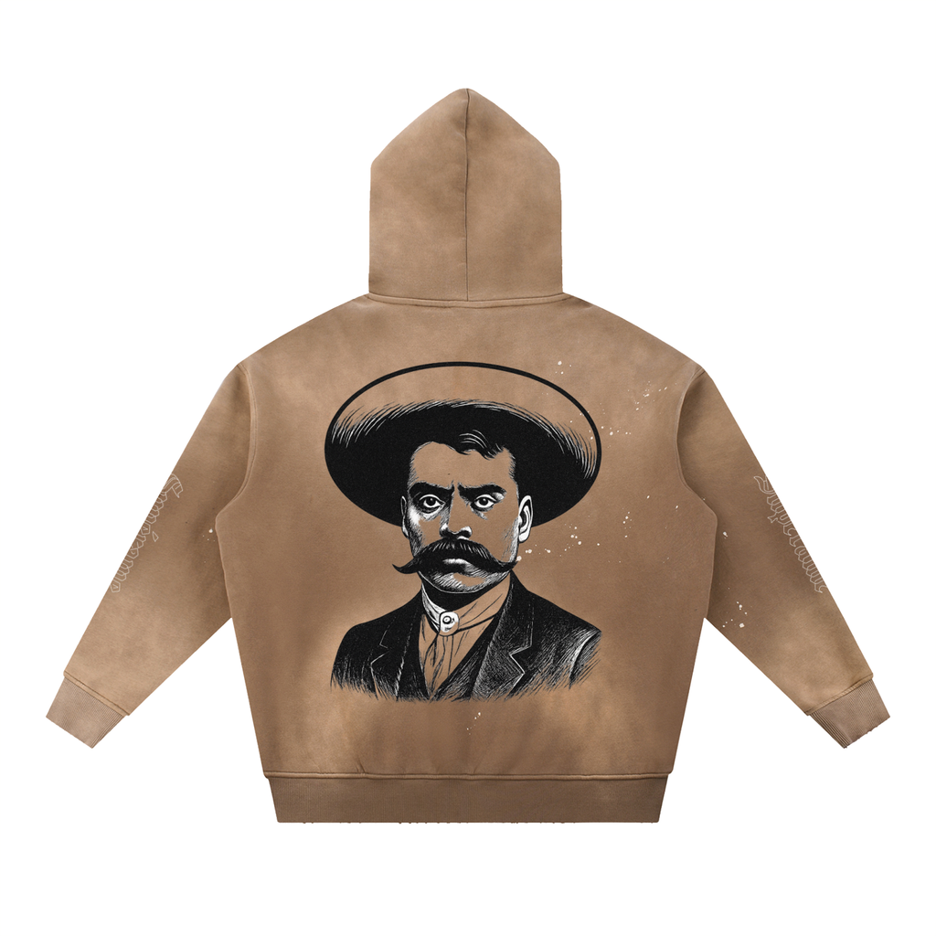 Vintage Washed Frayed Fleece Hoodie