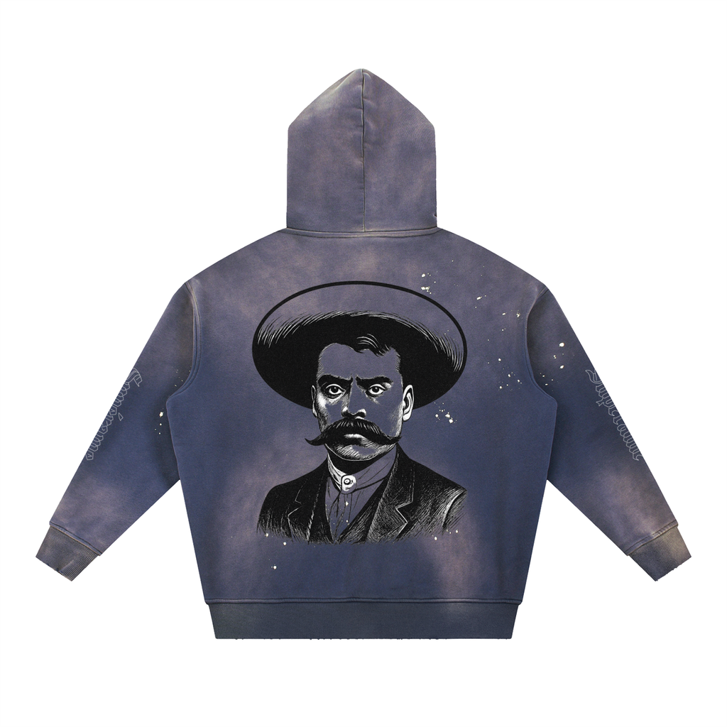 Vintage Washed Frayed Fleece Hoodie