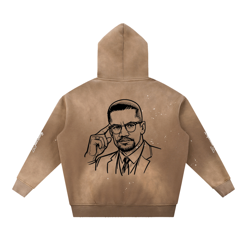 Vintage Washed Frayed Fleece Hoodie