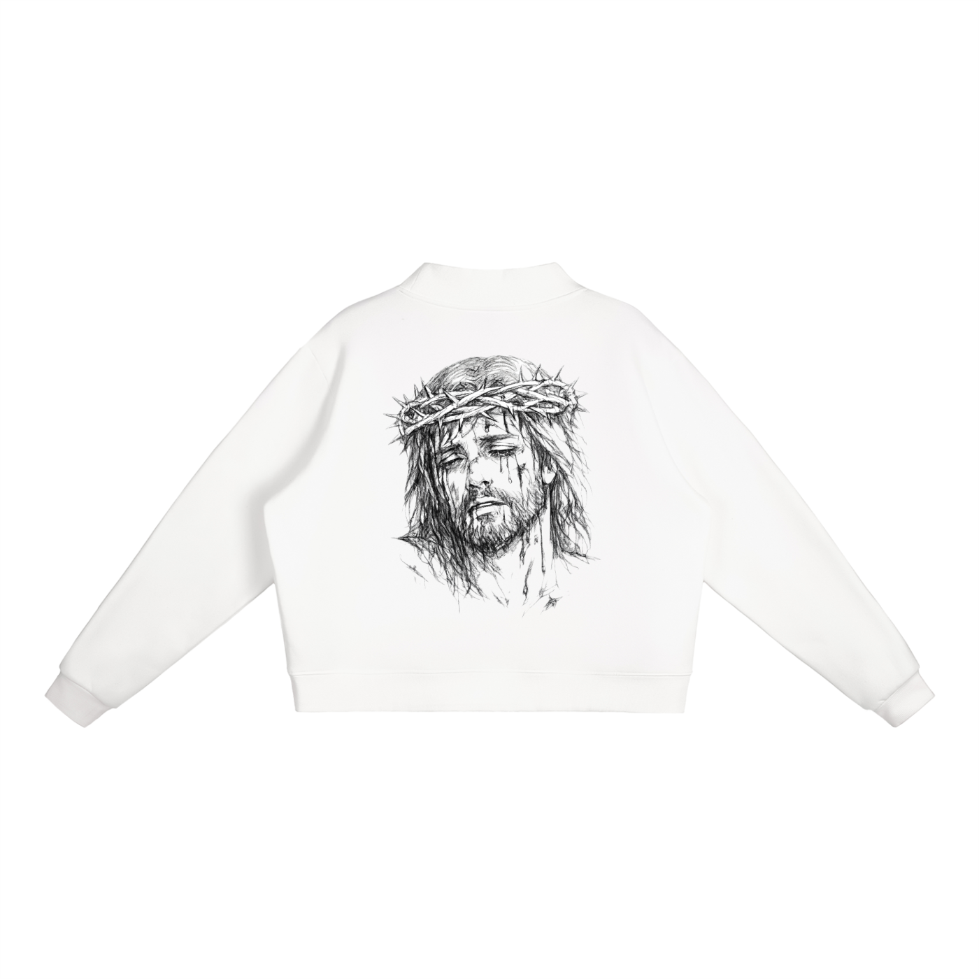 Essential Fleece Mock-Neck Crew Sweatshirt