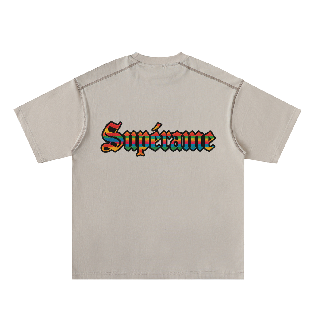 Oversized Contrast-Stitched Cotton Tee