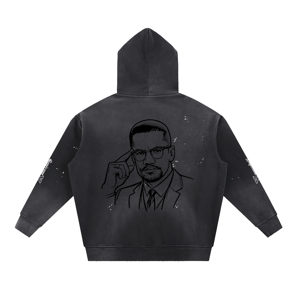 Vintage Washed Frayed Fleece Hoodie