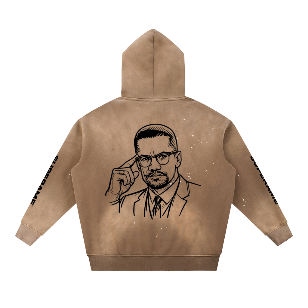 Vintage Washed Frayed Fleece Hoodie