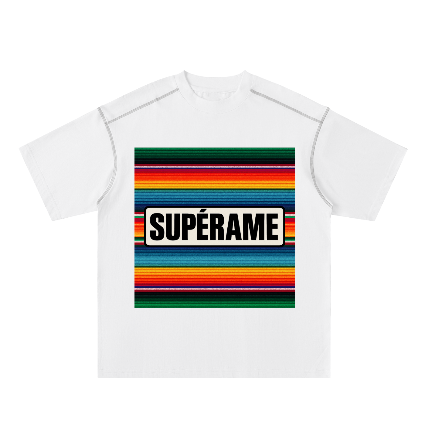 Oversized Contrast-Stitched Cotton Tee