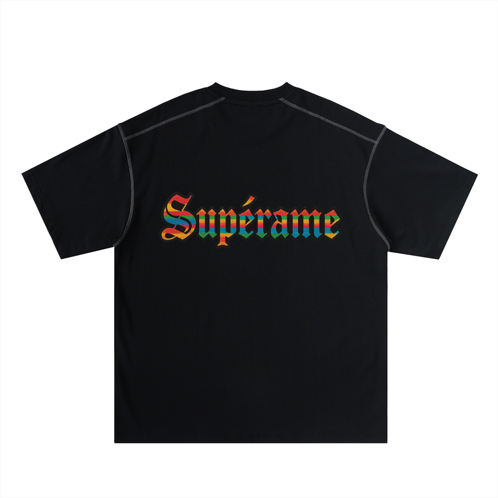 Oversized Contrast-Stitched Cotton Tee