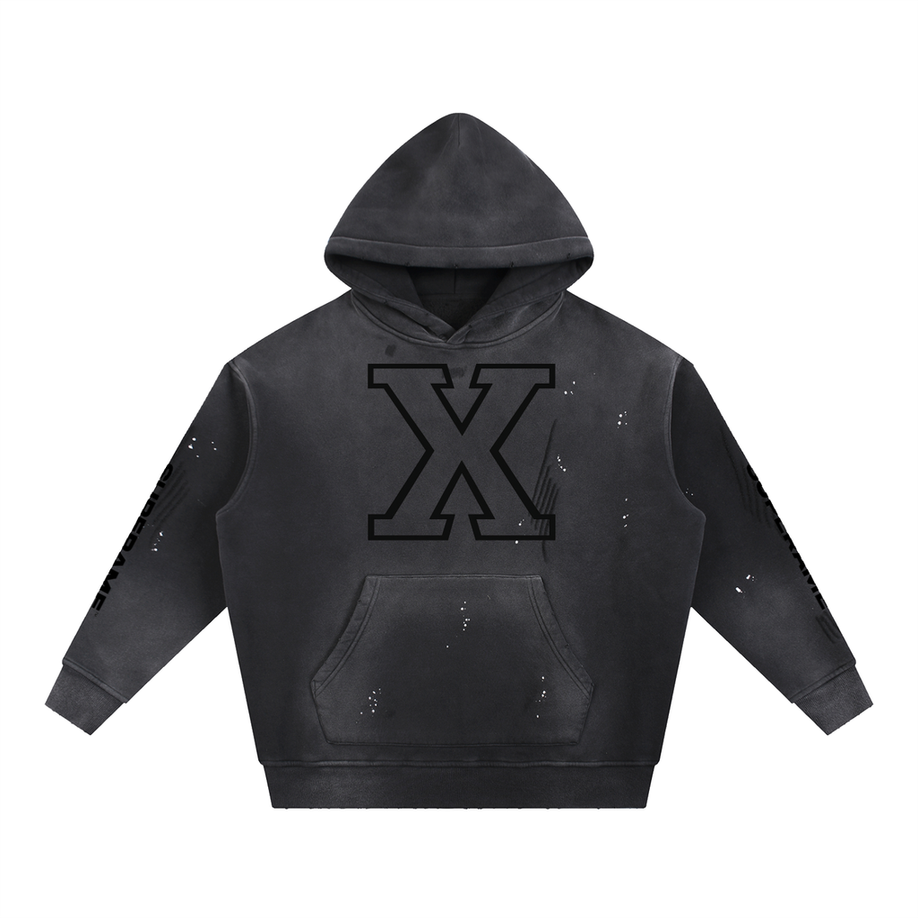 Vintage Washed Frayed Fleece Hoodie