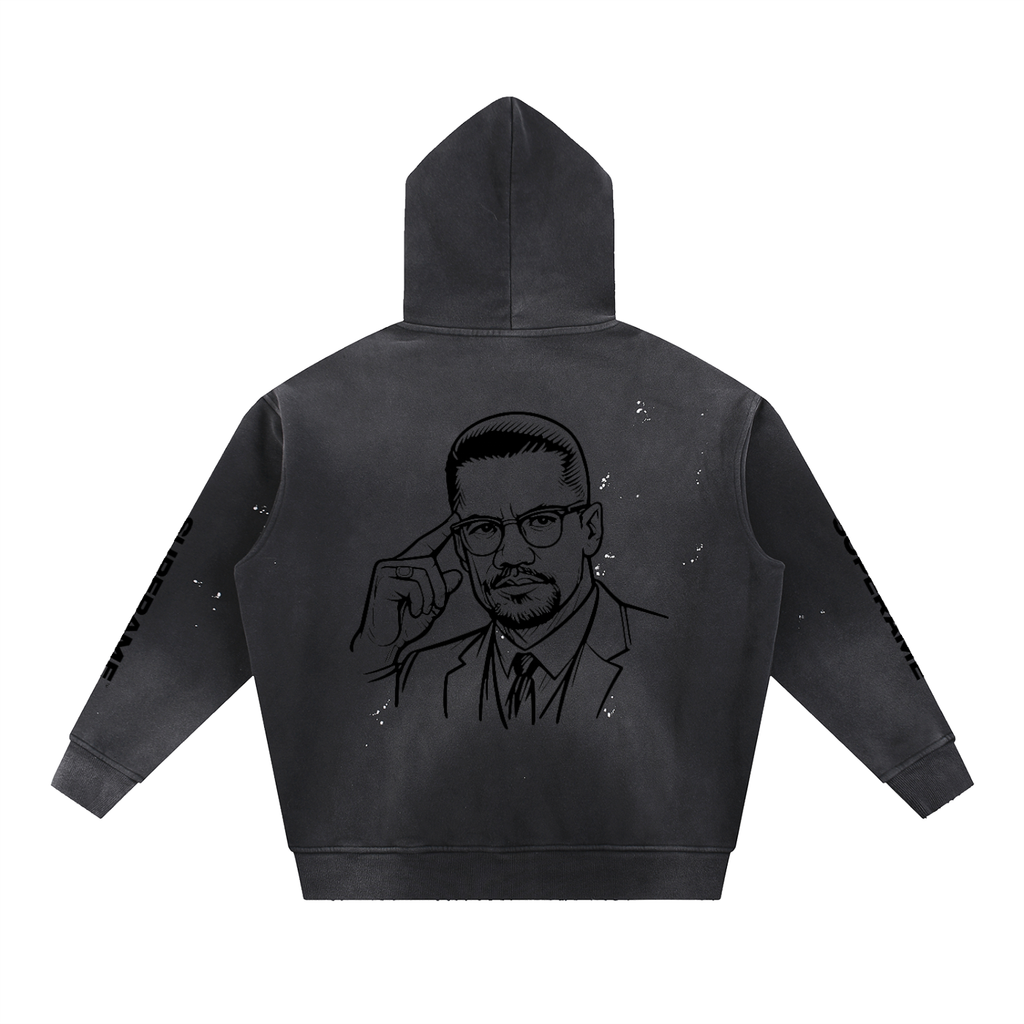 Vintage Washed Frayed Fleece Hoodie