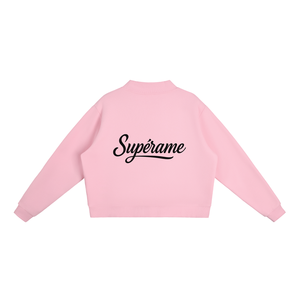 Essential Fleece Mock-Neck Crew Sweatshirt