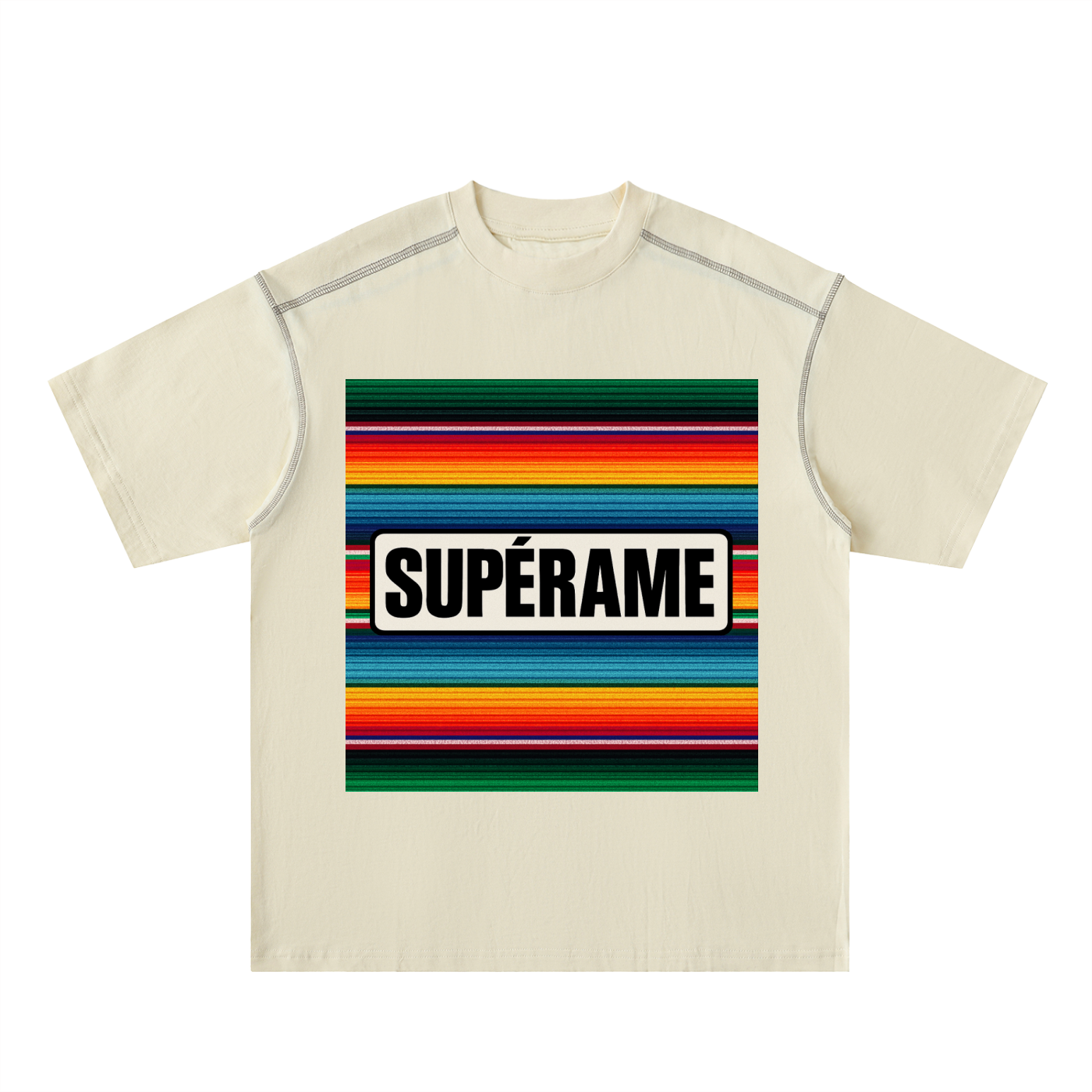 Oversized Contrast-Stitched Cotton Tee