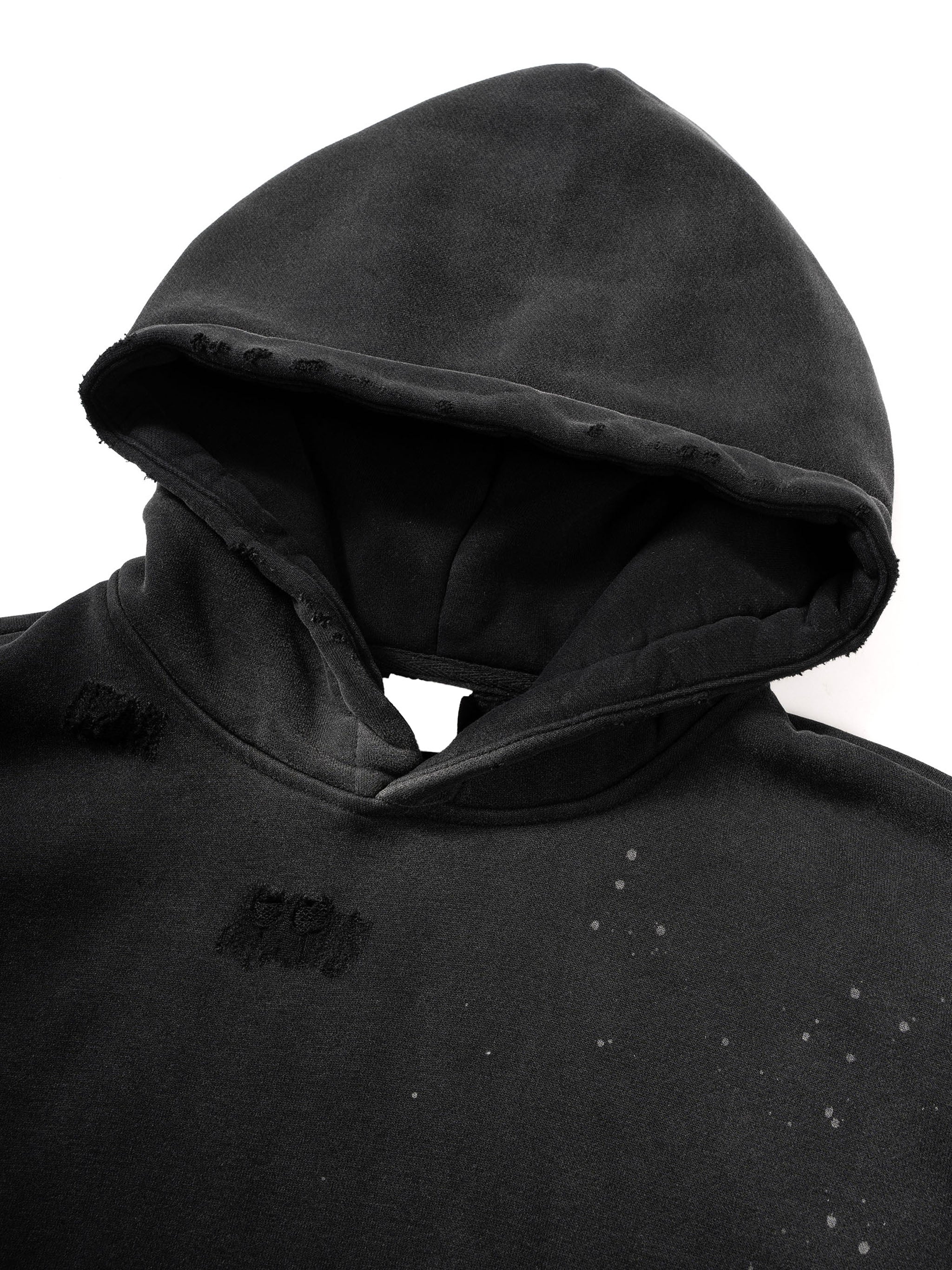 Zapata Vintage Washed Frayed Fleece Hoodie
