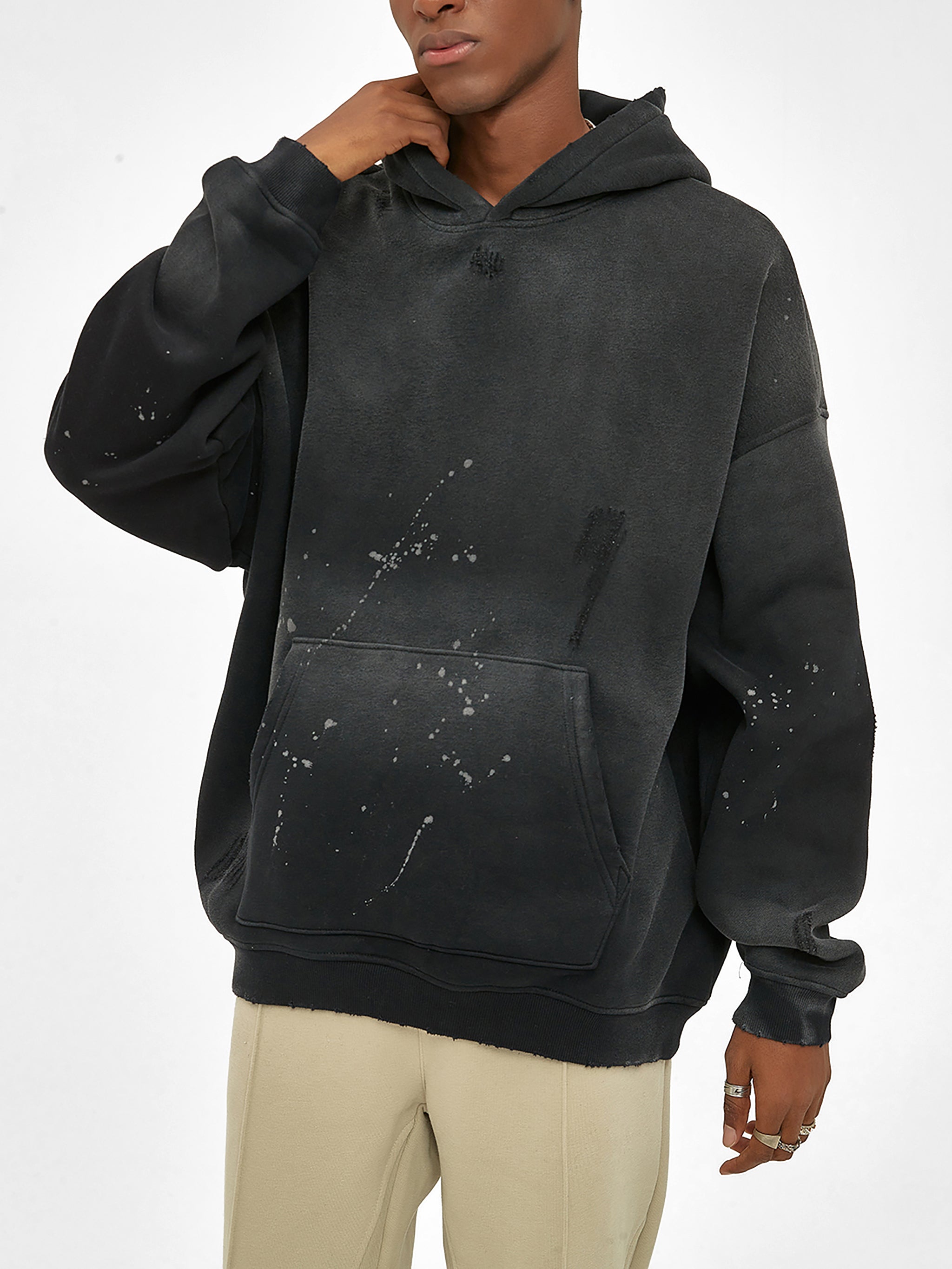 Zapata Vintage Washed Frayed Fleece Hoodie
